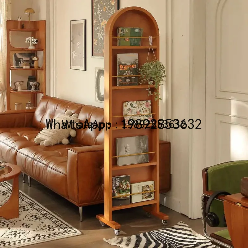 Z1  Push-Pull Invisible Magazine Rack Mirror Universal Wheel Rotating Storage Rack Rotating Full-Length Mirror
