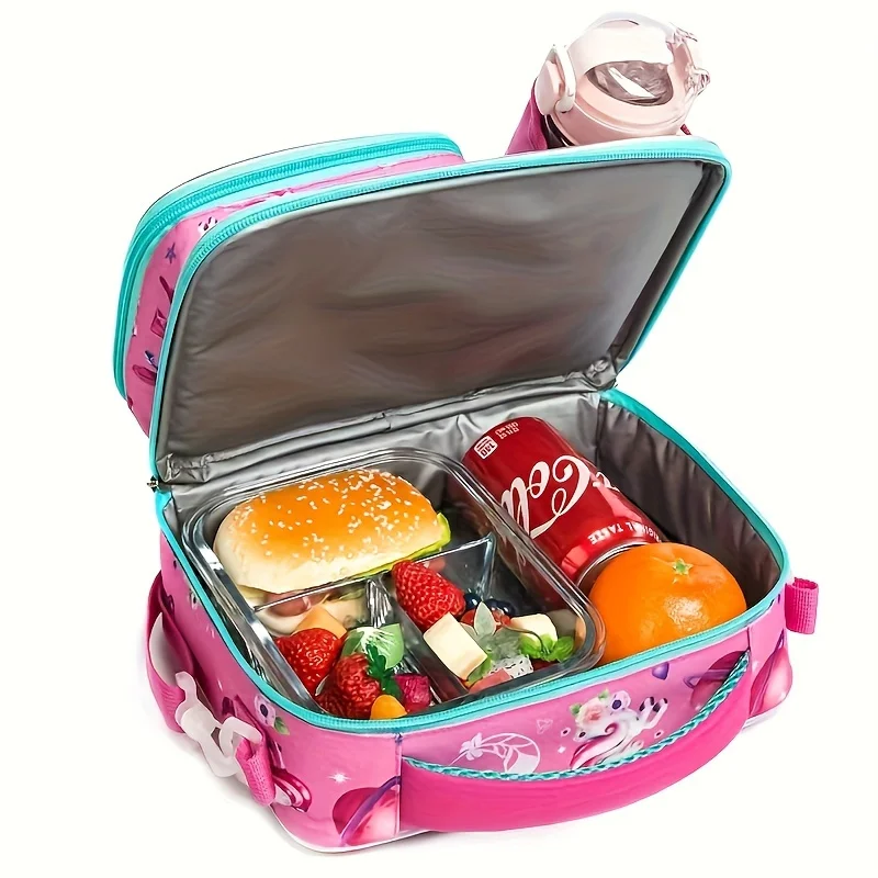 Multi functional pattern cooler lunch box, fresh and portable insulated Oxford lunch bag, children\'s hot food picnic lunch bag