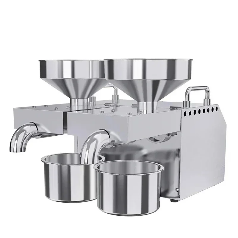 

Stainless Steel Electric Automatic Intelligent Oil Press Two Head Double Motor Frying Machine Oil Pressing Cold Hot Extractor