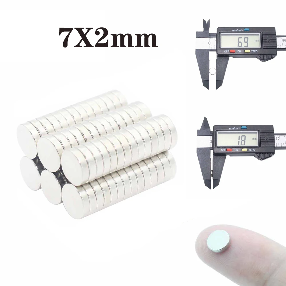 10-80Pcs 7x2mm Neodymium Magnet 7x2mm N35 NdFeB Permanent Small Round Super Powerful Strong Magnetic Magnets Disc 7*2mm