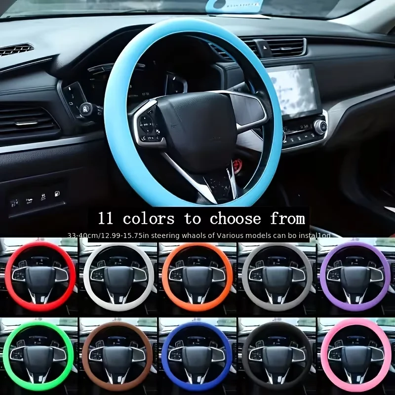 Universal 33cm-40cm Car Silica Gel Steering Wheel Cover Full Surrounded Elastic Car Steer Wheel Protector Anti Slip Accessories