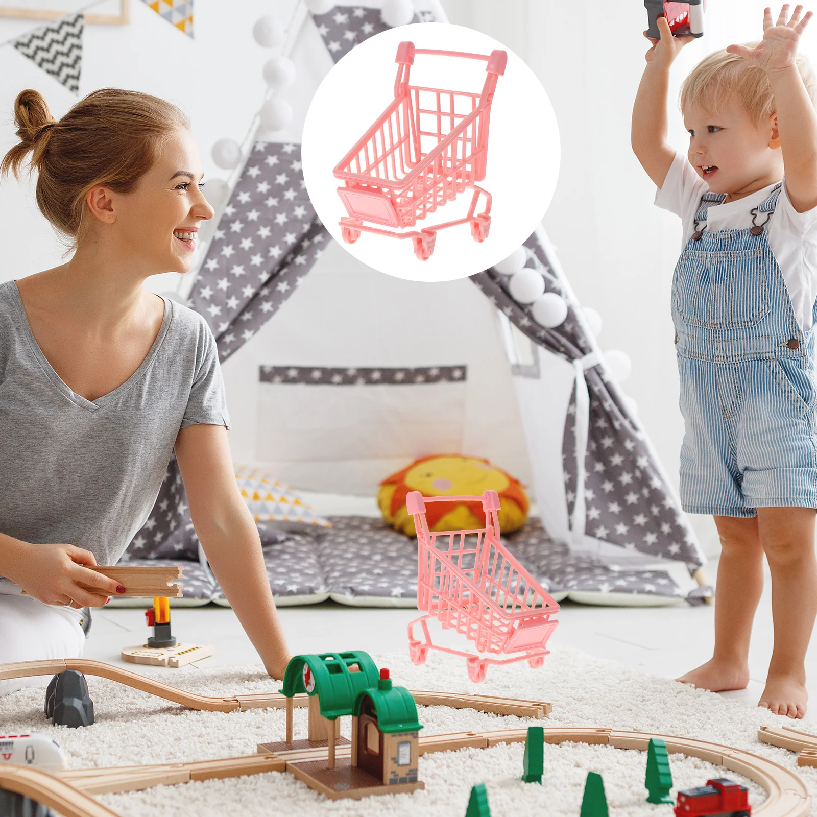 Chariot de courses pour enfants, décoration l'inventaire, jouet pour enfants, simulation de jeu, gâteau, 2 pièces