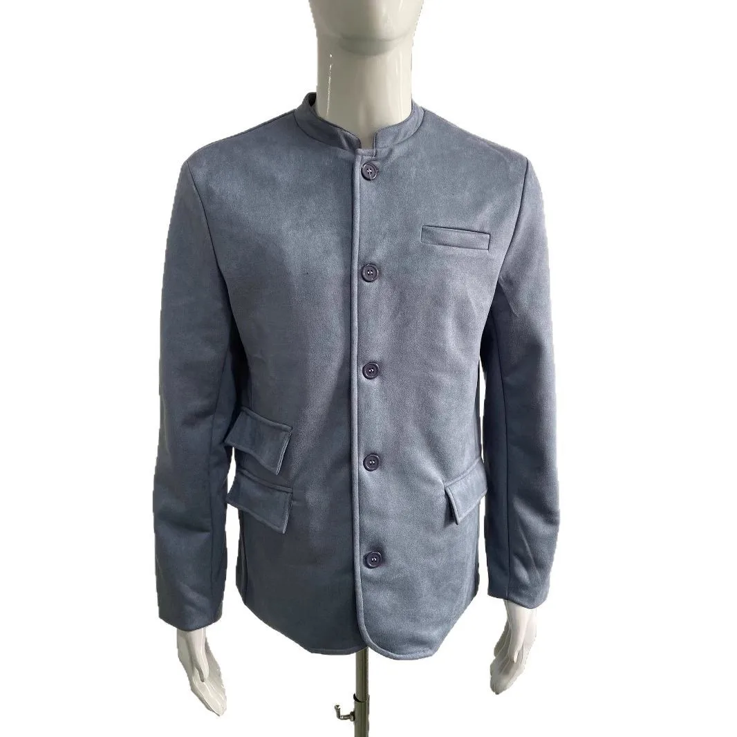 New Men's Lightweight Casual Jacket, Men's Daily Vacation Solid Color Stand Up Collar Top, Men's Trendy Versatile Jacket