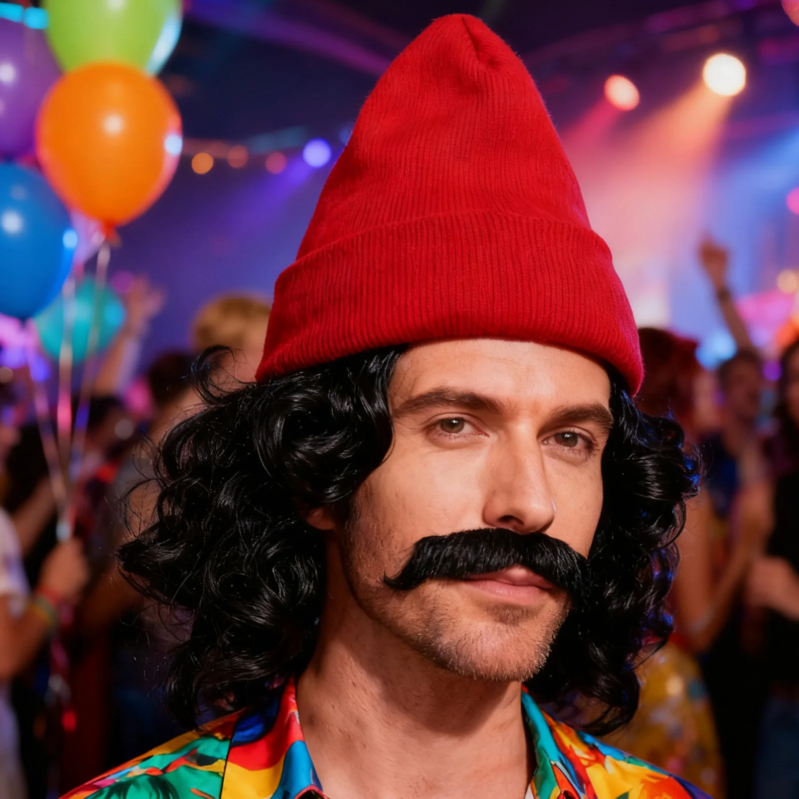 Synthetic Curly Hair Role Play Wig, Knitted Hat & Simulated Beard, Creative Design for Theme Parties, Christmas Role Play