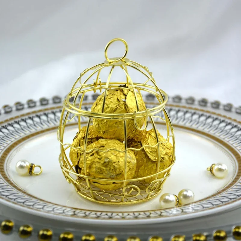 Candy Boxes Gift Box Retro Bird Cage Mini Metal Gold Vintage Baby Shower Favor for Guests Party Birthday Souvenirly Supplies