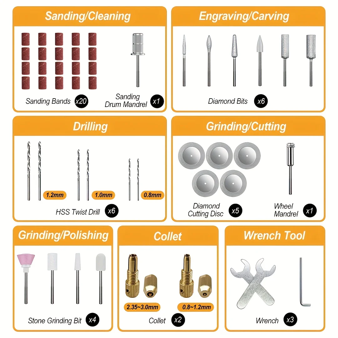 Electric Resin Jewelry Drill Set, Wooden Body Hand Drill Resin Supplies, Multi-Purpose Power Tool for Drilling, Sanding, Polishing, C