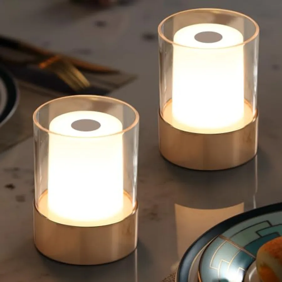 

4" Mini Dining Table Light 2 Pack for Buffet Restaurant, Outdoor Waterproof Lamps for Bathroom Camping, Rechargeable Cordless T