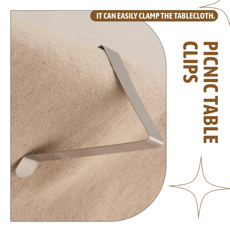 AA63 HOT 4 Pcs Stainless Steel Tablecloth Clip,Non-Slip Adjustable Table Cover Clamps Clip Table Cloth Holders For Party Picnic