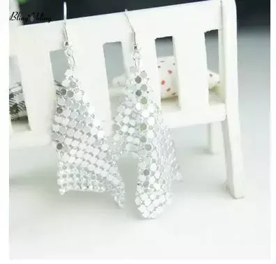 Korean Fashion  Sequins Long Tassel  Earrings Square Scaled Variable Earrings Party Latin Dance  Earrings Wholesale