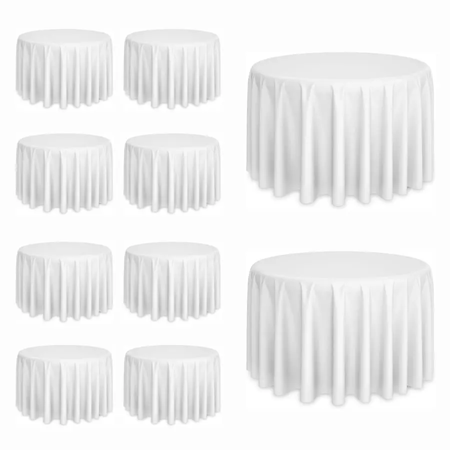 

Pack White Round Tablecloths, 120 Inch Stain Resistant and Wrinkle Round Table Clothes, Washable Polyester Table Clothes Cover f