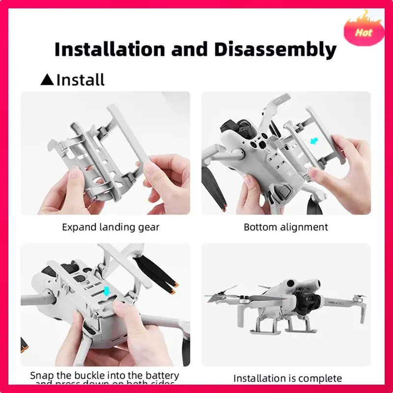 AYHF Landing Gear For Mini 4 Pro Drone Foldable Expansion Kit Quick Release Height Protector Extended Leg Extensions Props ABS 1
