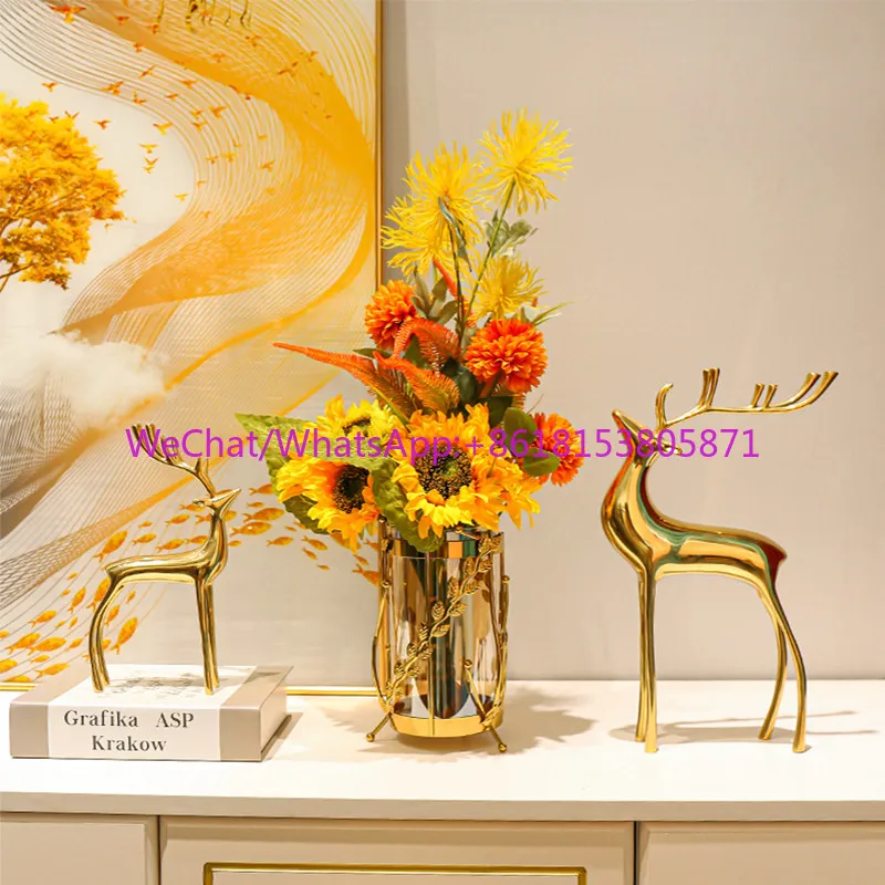 American light luxury metal glass vase ornament model room living room dining table decoration creativity