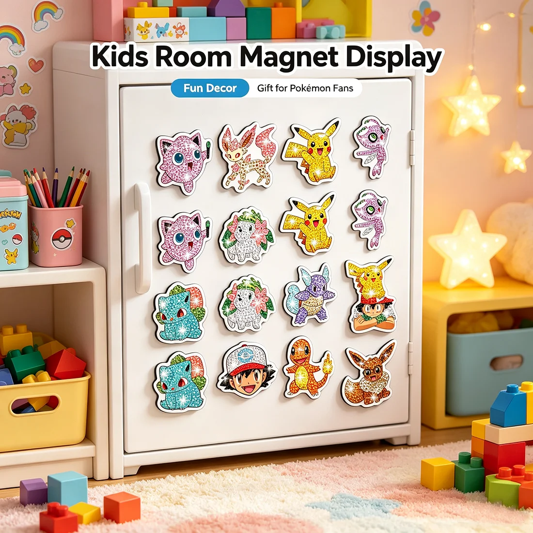 New Release Digital Monster Pokemon Cartoon Diamond Art Kit with Fridge Magnets DIY Creative Home Decor Craft Kit