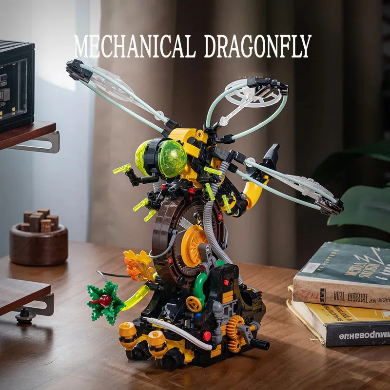 Conjunto de construção steampunk libélula moc de 548 peças-kit de modelo mecânico diy para adolescentes e adultos, decoração de mesa exclusiva, presente de feriado