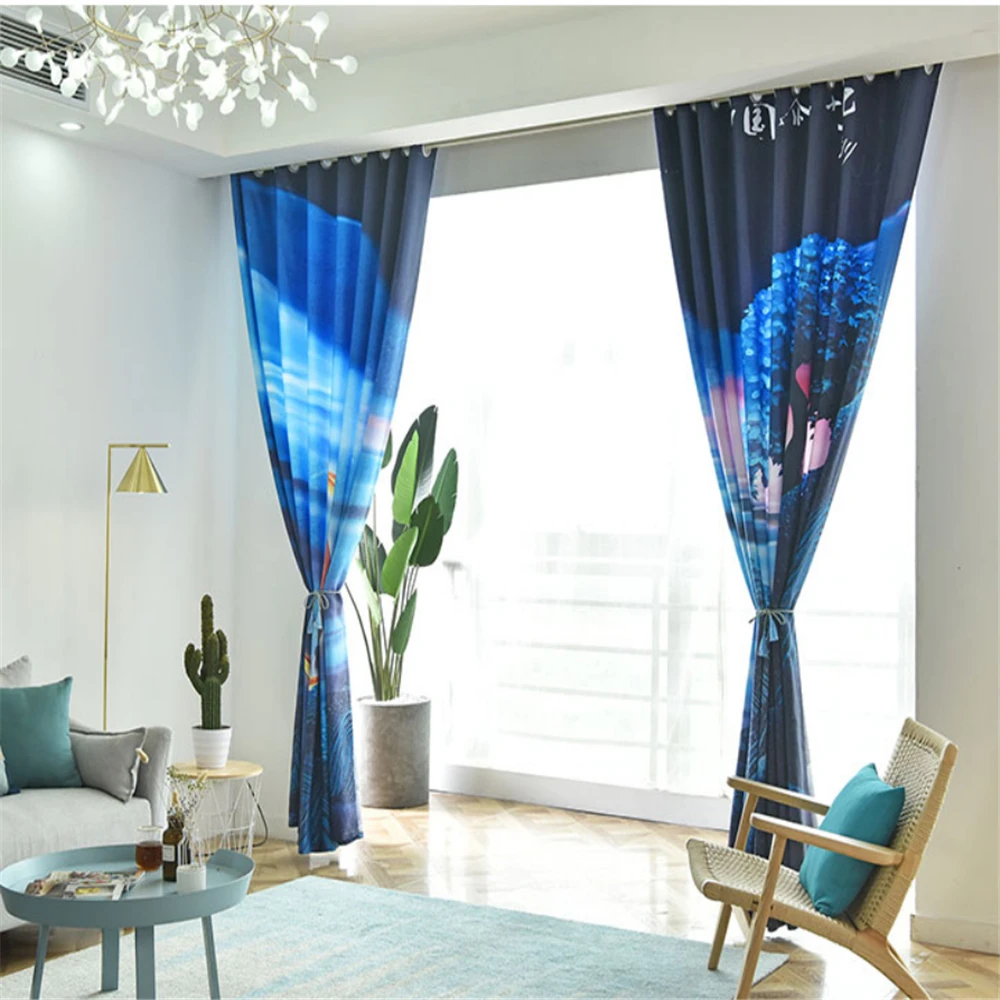 Photo soundproof windproof curtains Moon bay window French window personality creative blackout curtains