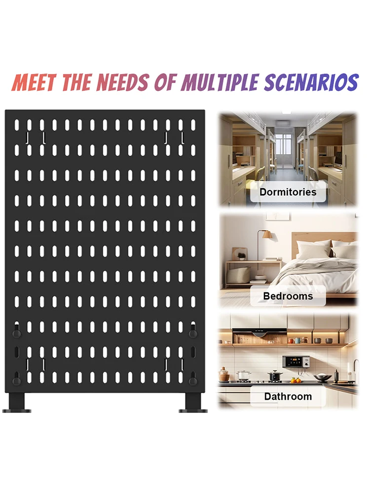 Pegboard Wall Panel No-Punch Hole Board Wall-Mounted Storage Rack Peg Board for Study Room Living Room Gaming Room