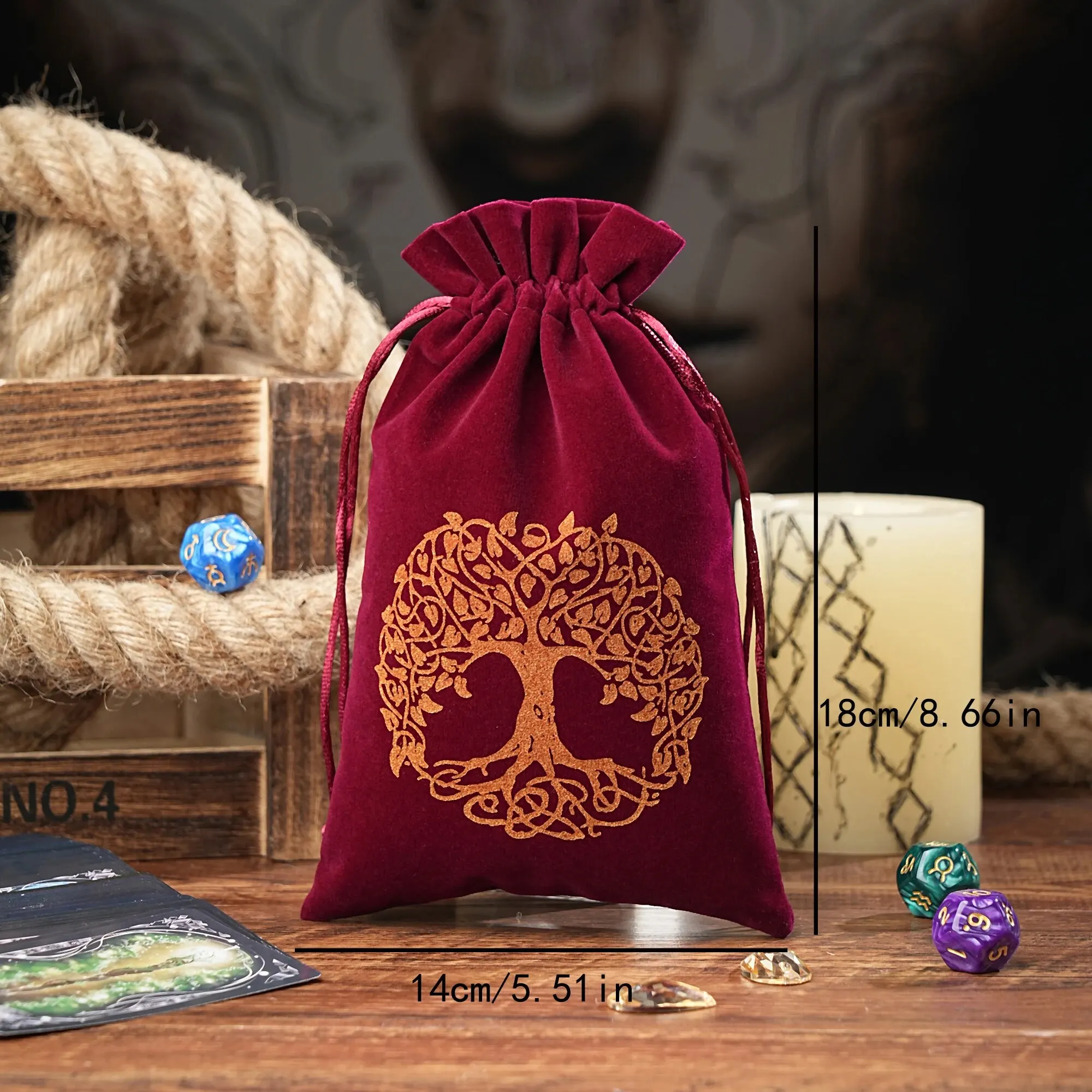 1pc Velvet Tarot Cards Storage Bag,Jewelry Coin Makeup Dice Tarot Pouch,Great for Holding Healing Crystals,Witchcraft Supplies