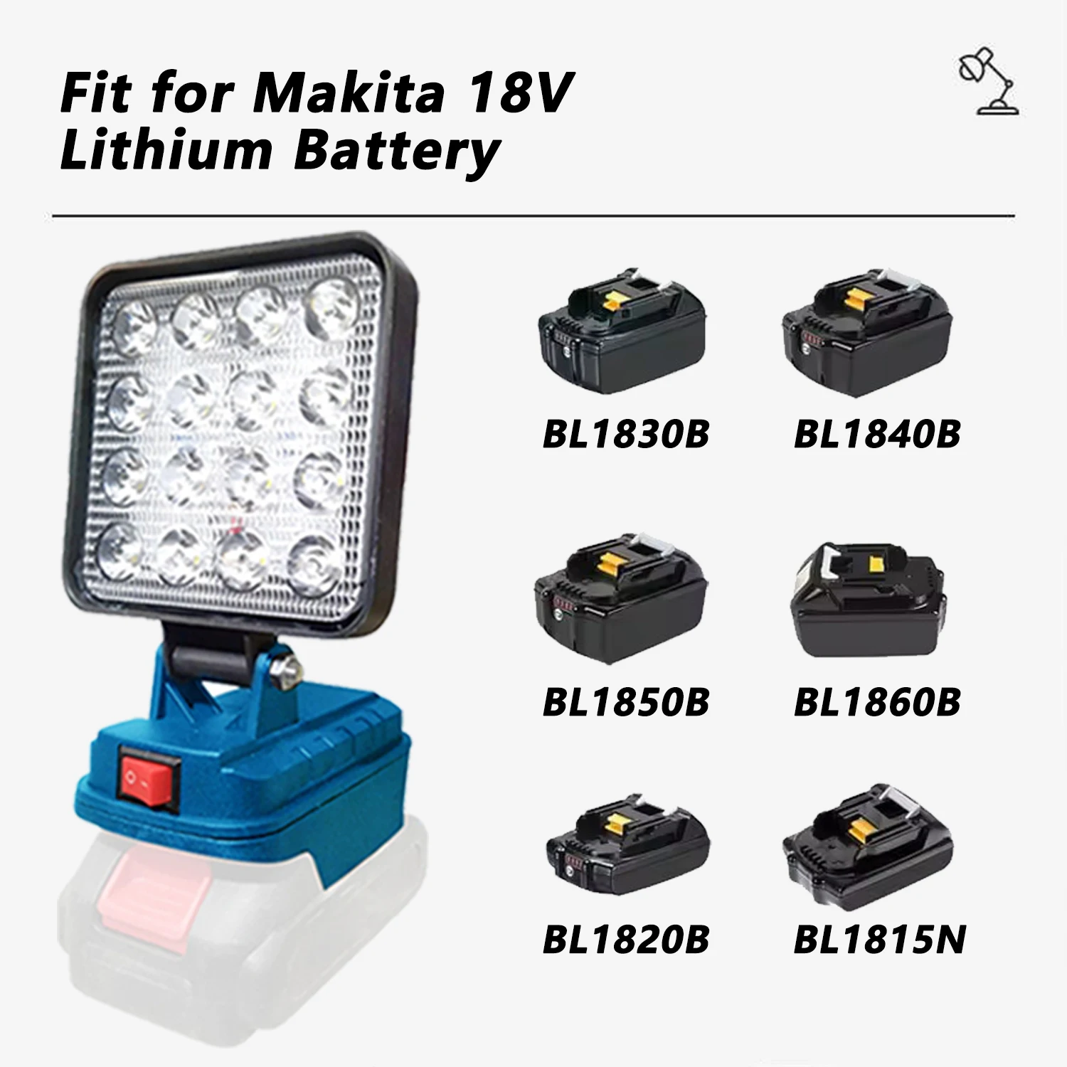 

16 LED Portable Lanterns Spotlight Torch LED Work Lights Lamp For Makita 14.4V-18V Li-ion Battery Lantern Outdoor Flashlight