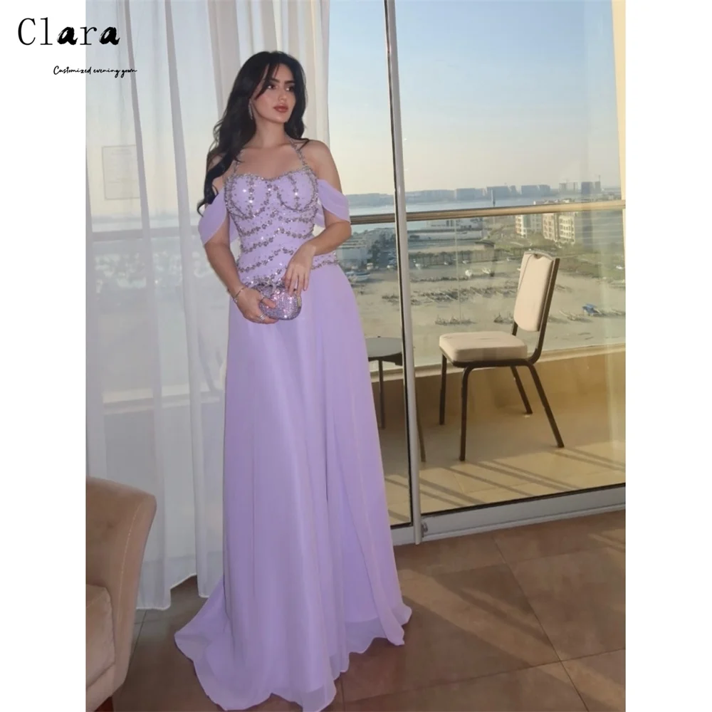 

Clara Custom Purple Shiny A Line Off the Shoulder Long Elegant Woman Party Dress Luxury Women's Elegant Party Dresses Evening