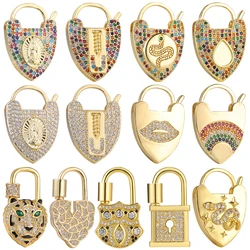 Juya Micro Pave Zircon 18K Gold Plated Decoration Screw Bolt Locket Carabiner Clasps For DIY Mesh Chains Pendant Jewlery Making