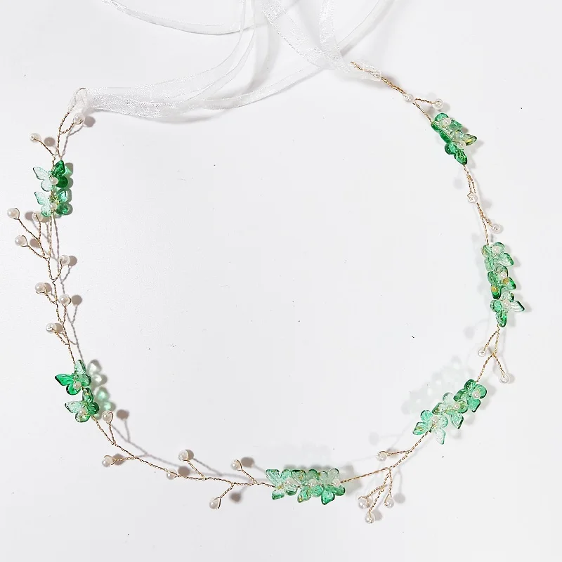 Tiara de strass verde, tiara para casamento, folhas, coroa de cristal, cocar para mulheres, moda, acessórios de cabelo de noiva