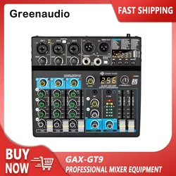 GAX-GT9 6 채널 USB 믹서, DJ 사운드 컨트롤러, 미니 믹서, 전문 오디오, 휴대용 사운드 믹싱 콘솔, 256 DSP