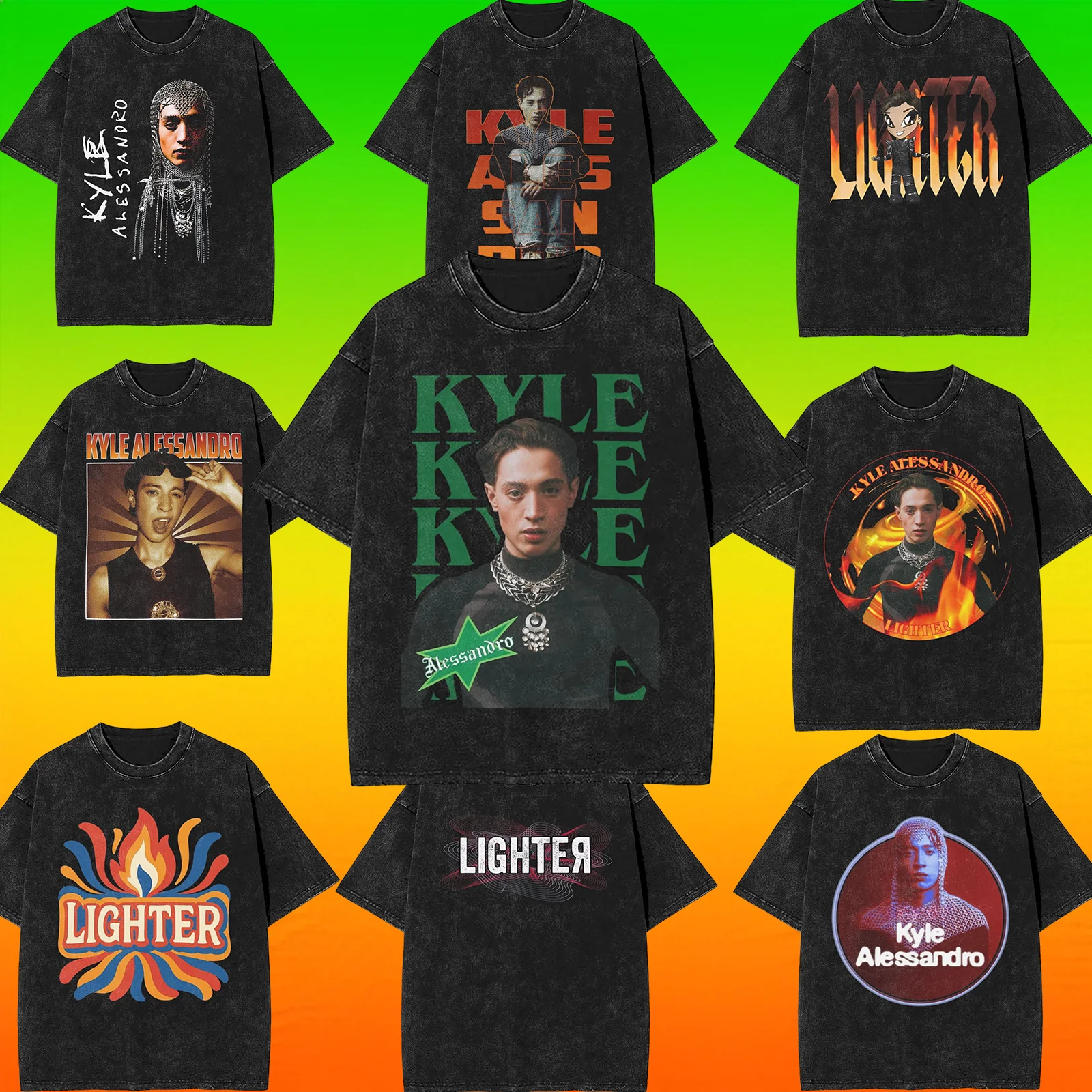 كايل أليساندرو ولاعة يوروفيجن 2025 بلايز للرجال 100% قطن تي شيرت تقليدي Crewneck تي شيرت قصير الأكمام بلايز الصيف