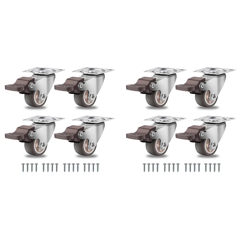 PZHI-Furniture Castors Small 25Mm,360 Degree Swivel Castors Heavy Duty Load Capacity Silent Solid Rubber Castors Set Of 8