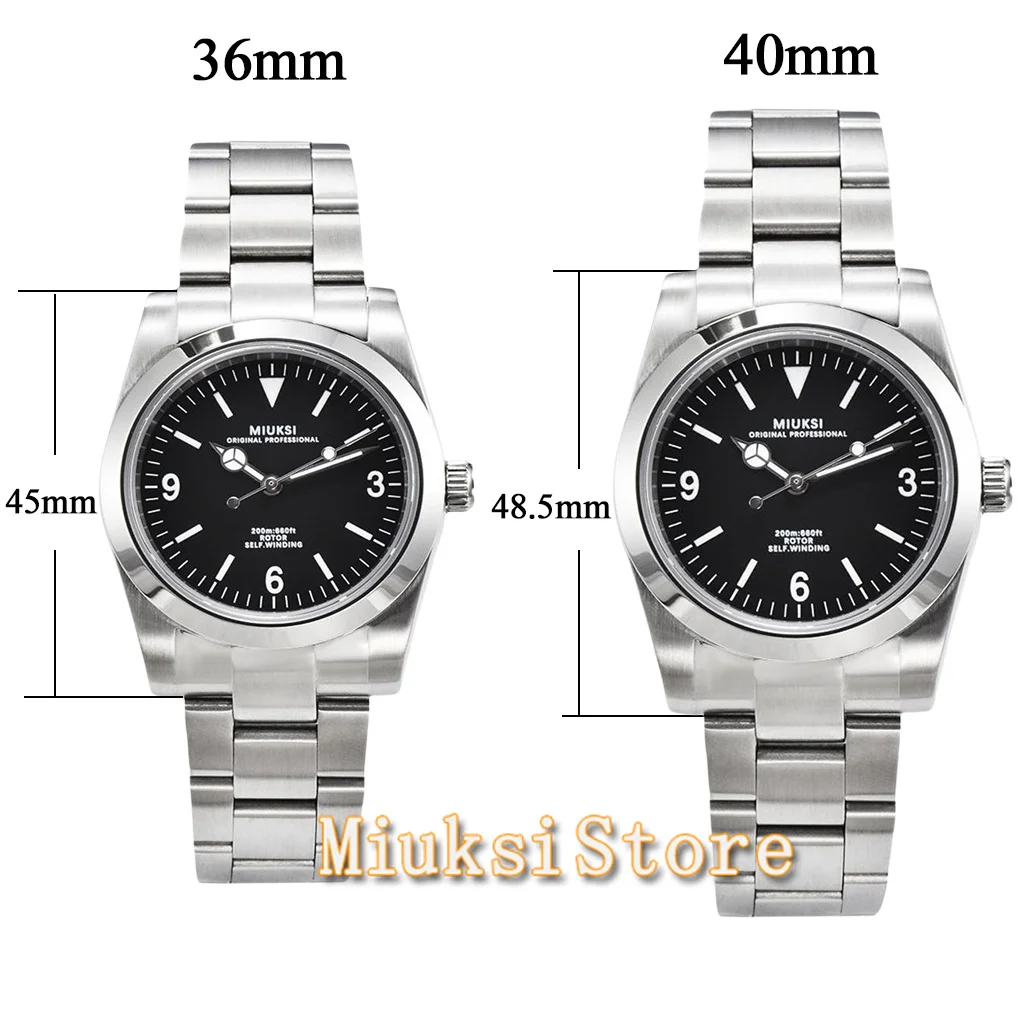 MIUKSI 36mm 40mm NH35 Mechanical Watch For Men Automatic Sapphire Stainless Steel Luxury Waterproof Wristwatch Reloj Hombre