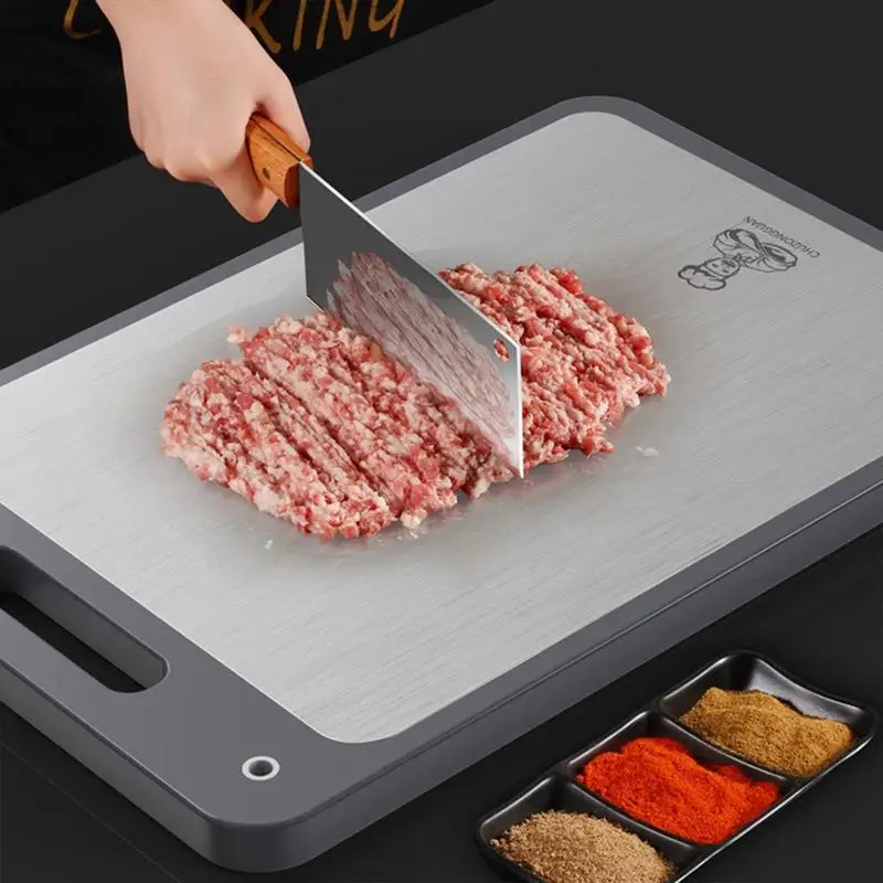 

Stainless Steel Chopping Board Kitchen Household Thickened Double Sided Cutting Board Kitchen Chopping Panels Cooking Supplies