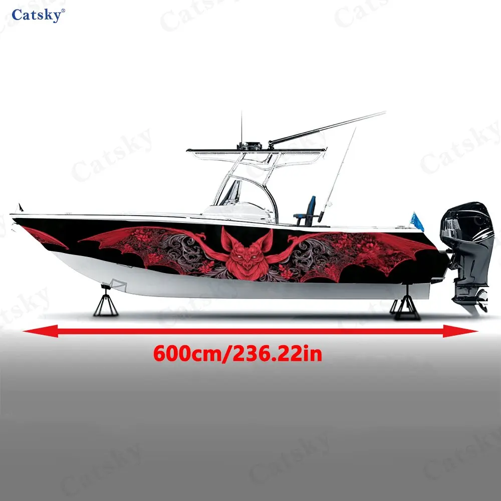 Red Bat Gothic Art Horror Special Mysterious Boat Sticker Vinyl Ship Pontoon Deck Boat Fishing Decorative Pontoon Boats Decal
