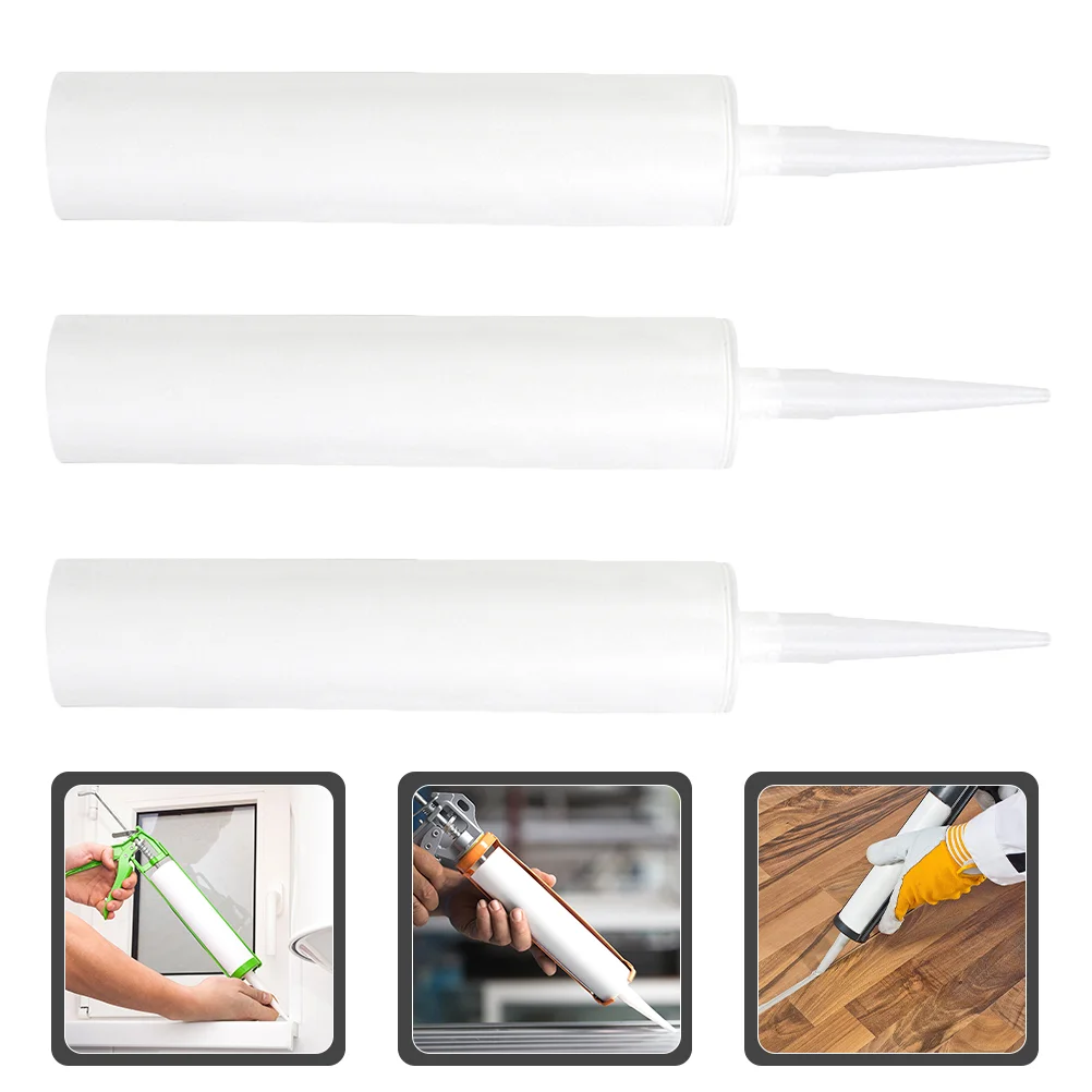 3pcs Empty Caulk Tubes Reusable Glass Adhesive Bottles Waterproof Squeeze Hose Caulking Sealant Pipes for Epoxy Grouting Tile