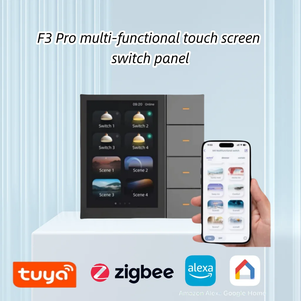 F3Pro Tuya Smart Central Control Switch, ZigBee Wall Switch, Home Automation Wireless Lighting Control System
