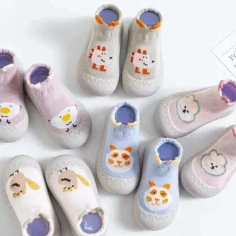 

Новая милая нескользящая обувь на резиновой подошве для новорожденных, детские носки, детская напольная обувь и носки
