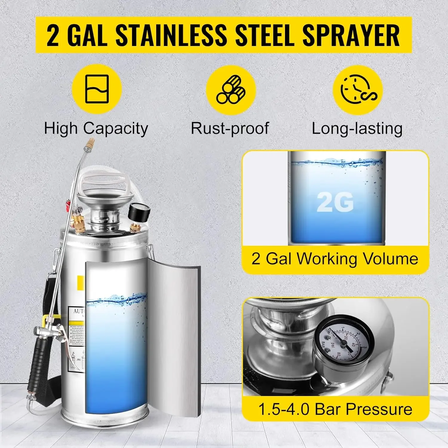 2 Gallon Stainless Steel Sprayer, 20