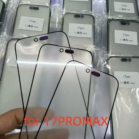 10 pezzi di vetro esterno con colla OCA per iPhone 14 15 16 16pro PLUS 13 12 11 pro max 17PROMAX sostituzione dello schermo dell'obiettivo tattile