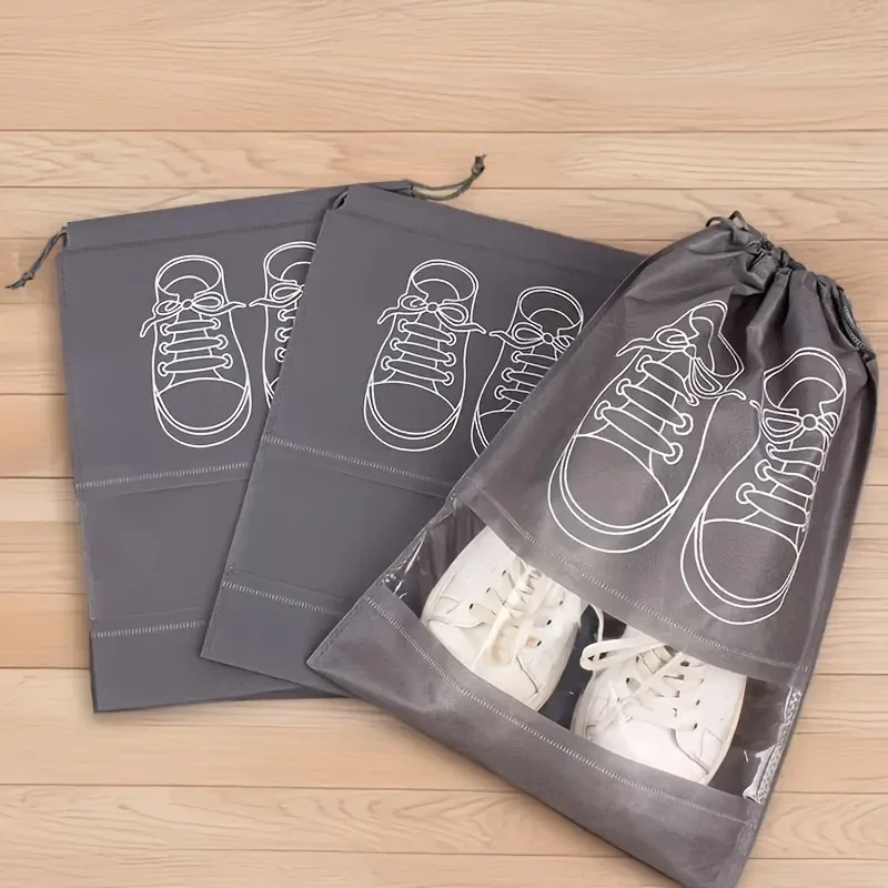 

5 шт. нетканая сумка для хранения обуви, сумка на шнурке, прозрачная пылезащитная дорожная портативная одежда, прозрачная подвесная сумка