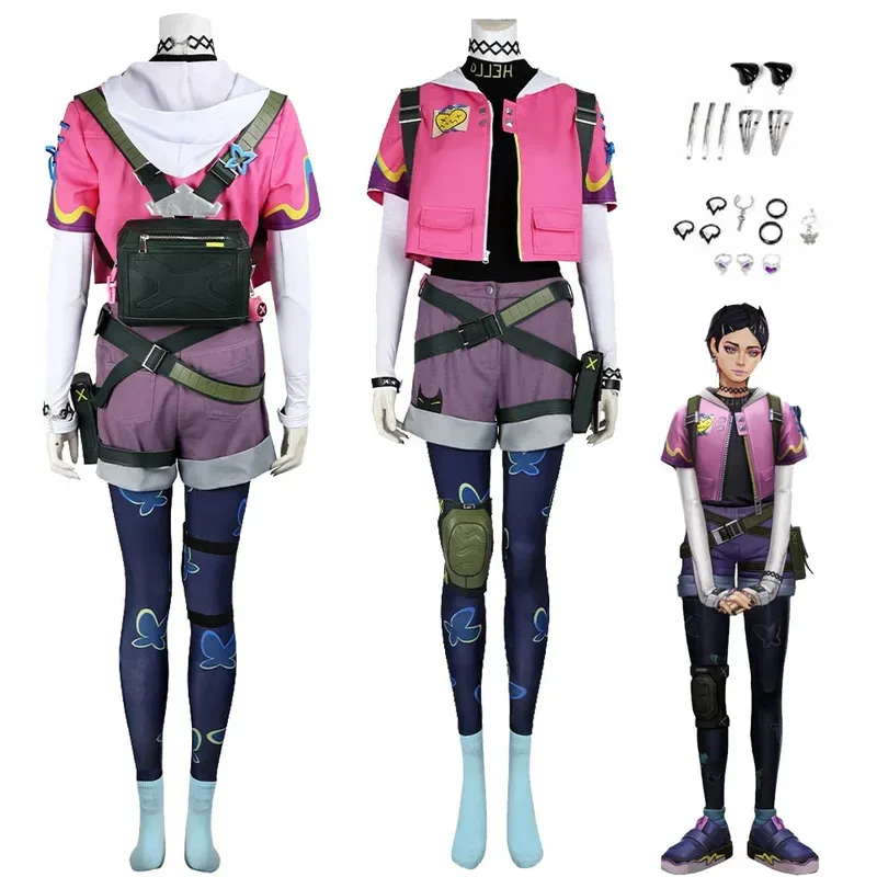 Женская куртка для косплея для девочек, брюки, сумка, игровой костюм Valorant, фэнтезийная одежда для взрослых, женский карнавальный костюм на Хэллоуин