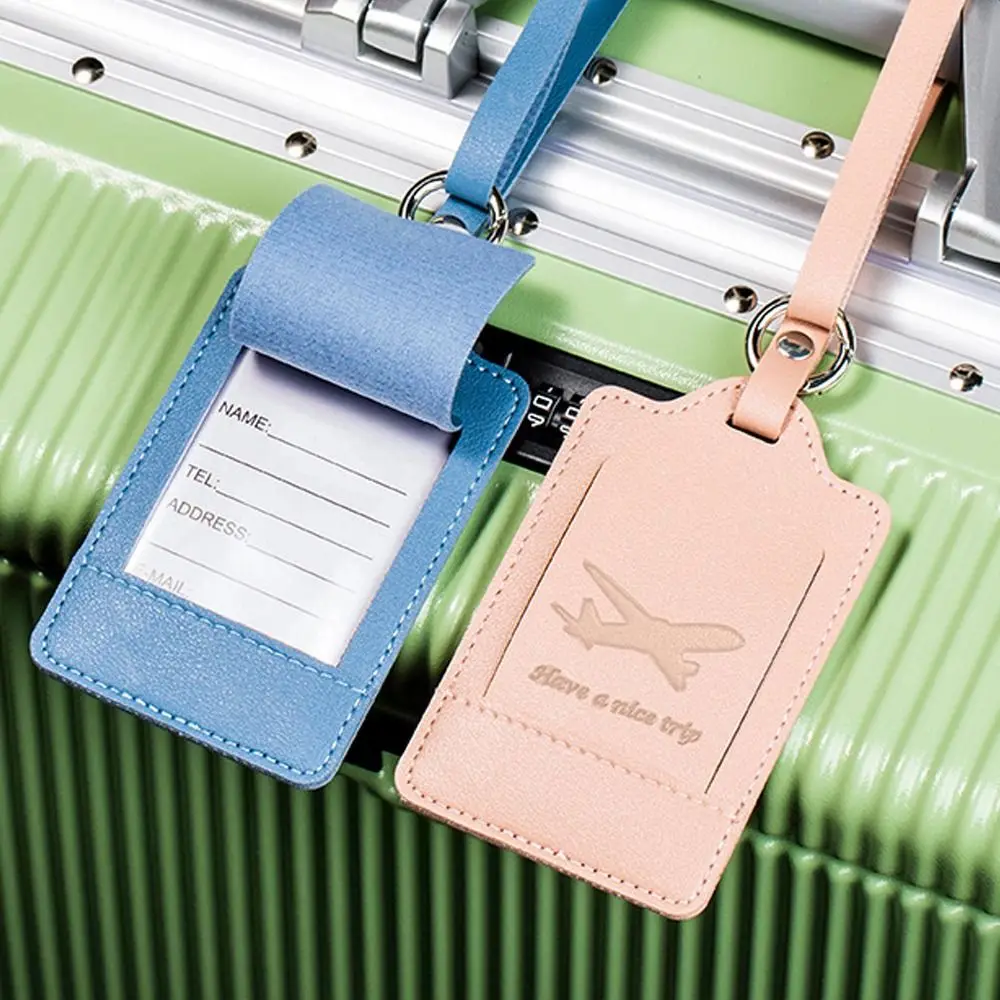 Portable PU Leather Luggage Tags Suitcase Address Label Baggage Boarding Bag Tag Anti Loss Pendants Travel Accessories