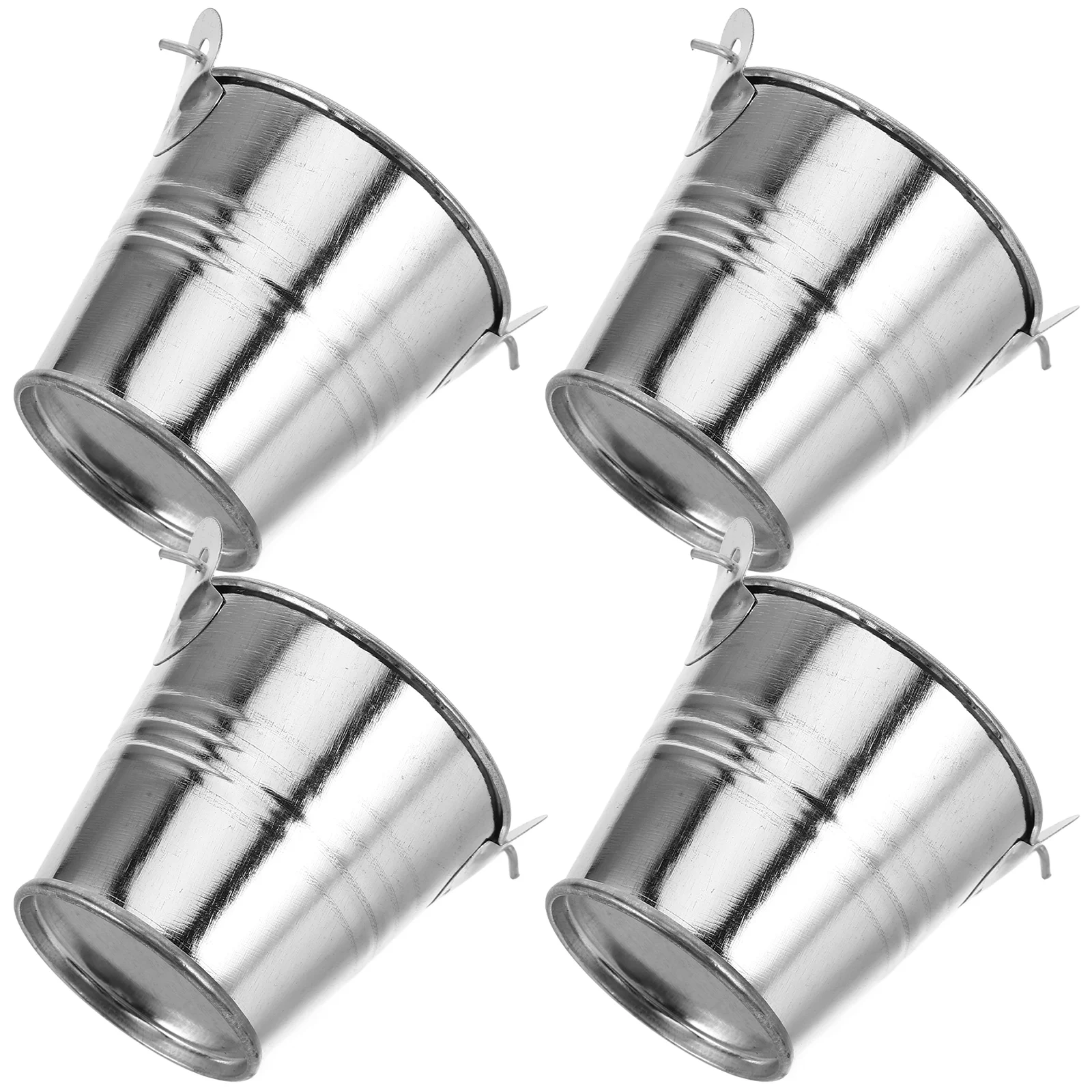 4 Pcs Mini Bucket Succulent Planters Garden Decor Iron with Handle Keg Creative Flower Pot for Home Child Simple Photo Prop