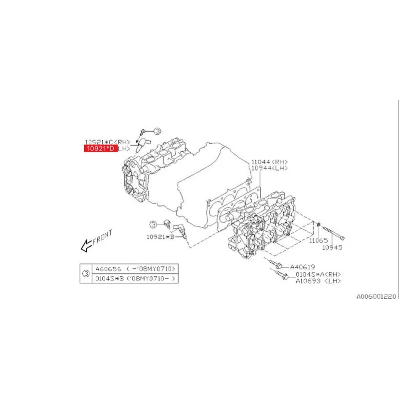 Válvula de controle de óleo original do carro, 10921AA190(RH) e 10921AA200(LH) para o outback Subaru (2016 2012 2015 3.6)Tribeca (2016-2012 3.6)