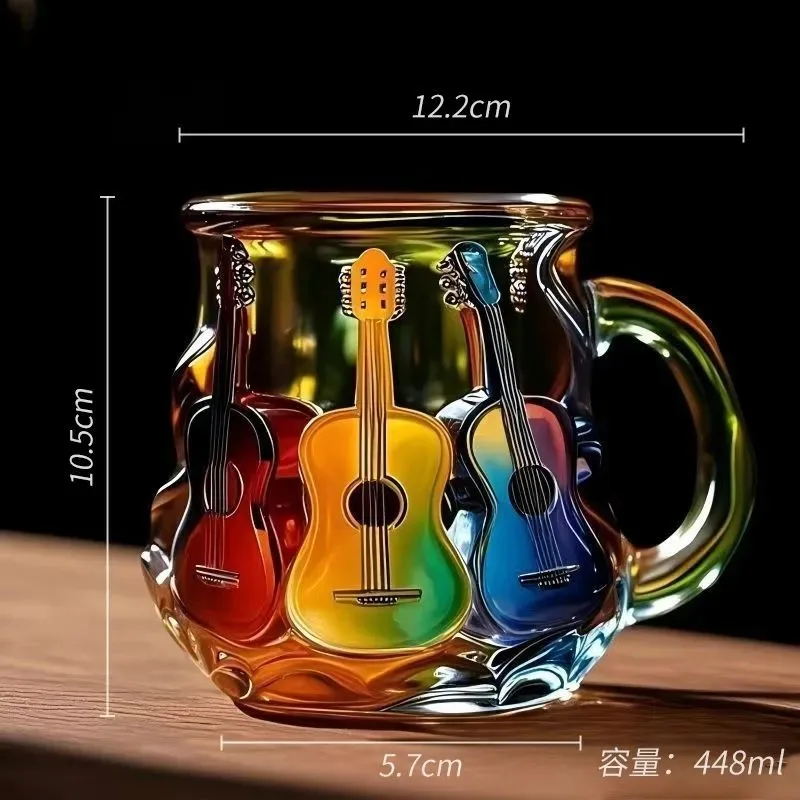New Guitar Mug Novelty Music Themed Mug Cup Latte Milk Hot Cocoa Beverages Glasses Novelty Music Note Cup Guitar Coffee Mugs 2
