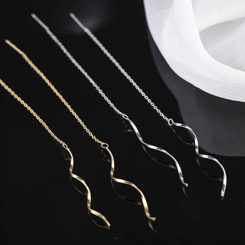 Accessories for Women Long Tassel Threader Earrings for Women Wave Shaped Simple Long Chain Earring Wedding Party Jewelry Gift