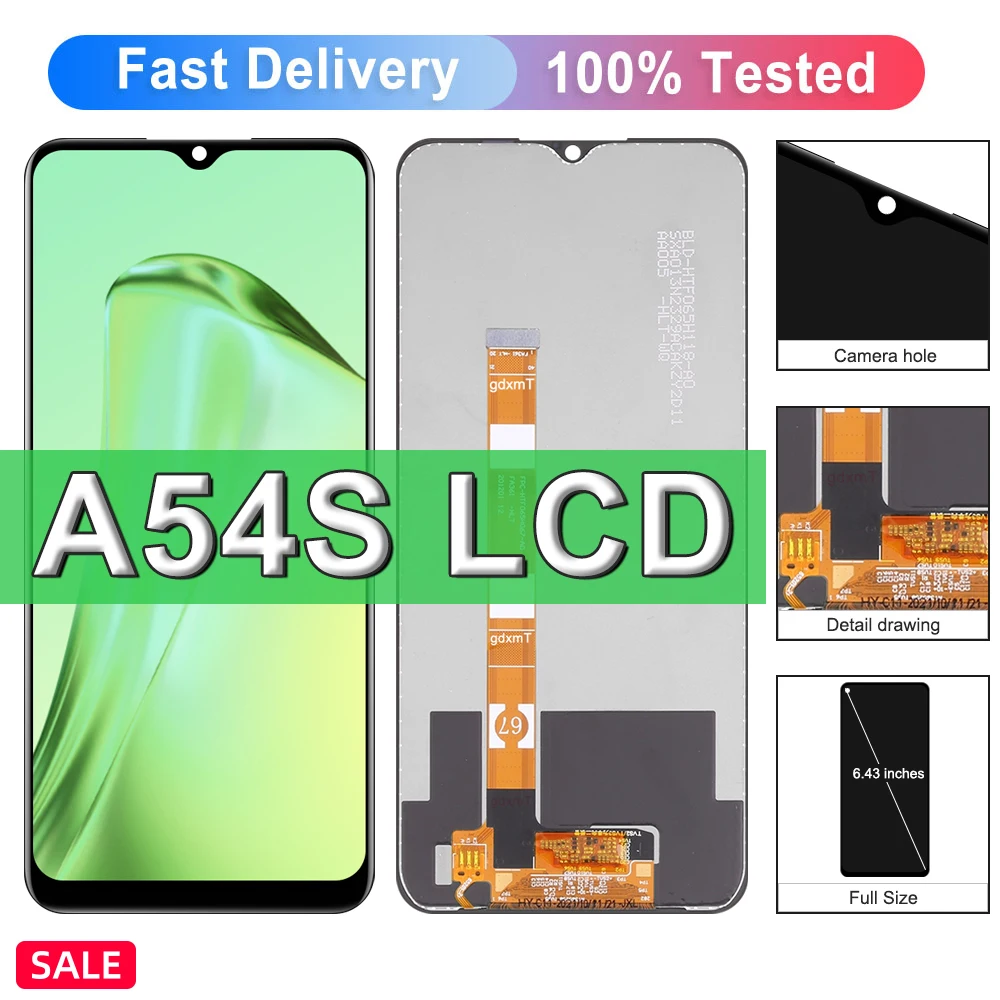 6.52'' Display For Oppo A54S CPH2273 LCD Display Touch Screen Digitizer Assembly Replacement For Oppo A54S Display Screen