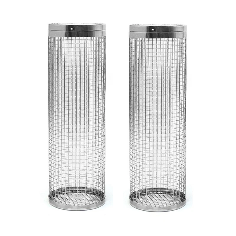 

2Pcs Rolling Grilling Basket - Greatest Grilling Basket Ever, Round Stainless Steel Grilling Mesh, Camping Grill