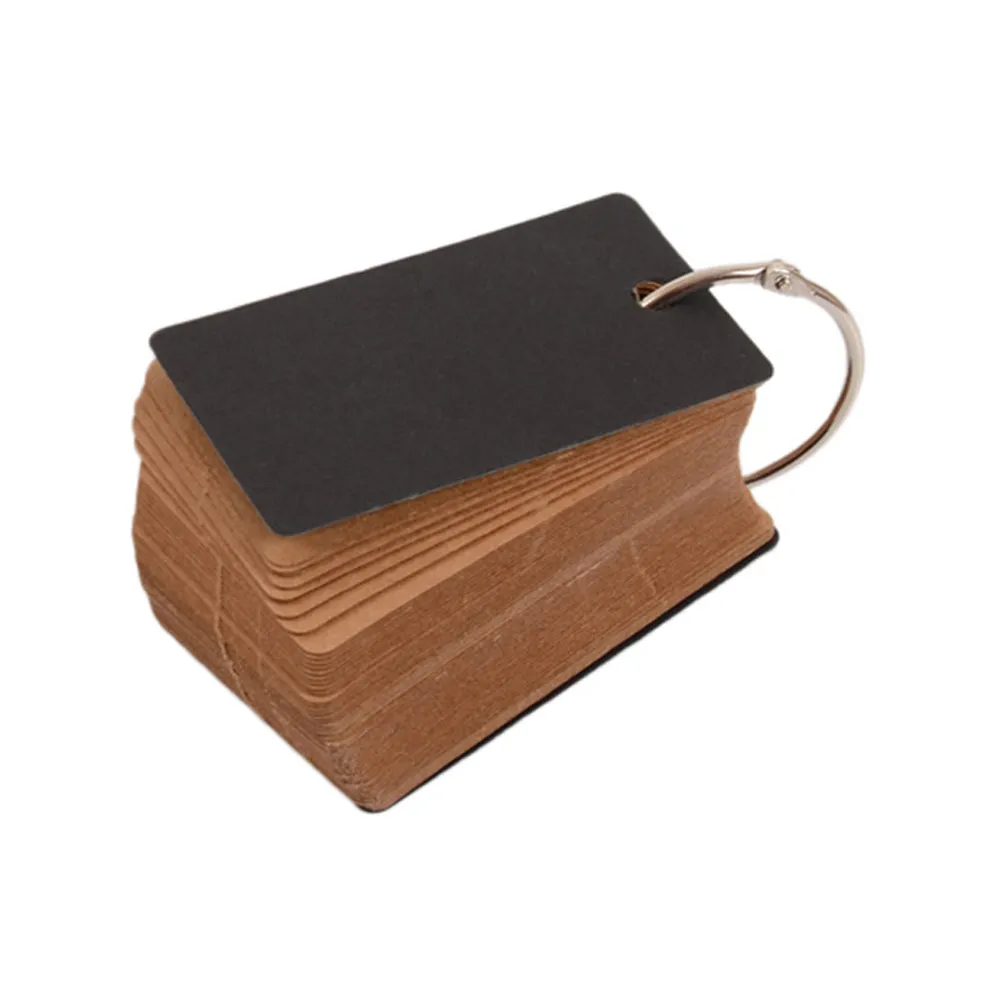 

100Pcs English Word Cards Binder Ring Portable Blank Note Pads DIY Study Cards Stationery Supplies for School Office Light Brown