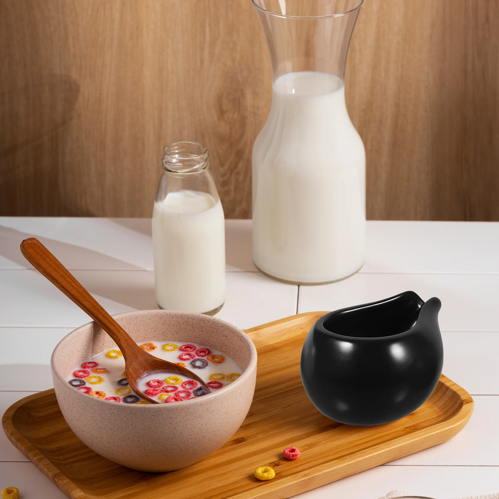 

3pcs Ceramic Milk Pitcher Nordic Style Coffee Syrup Jug Vintage Sauce Dispenser For Cafe Kitchen Use Creamer Pot