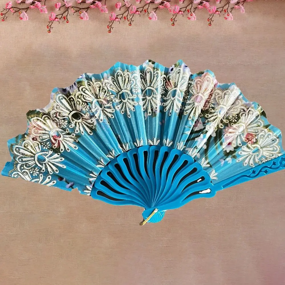 Retro Chinese Style Hand Held Flower Fan Fan Art Handmade Embroidery Silk Fan Ancient Chinese Folding Fan Gifts