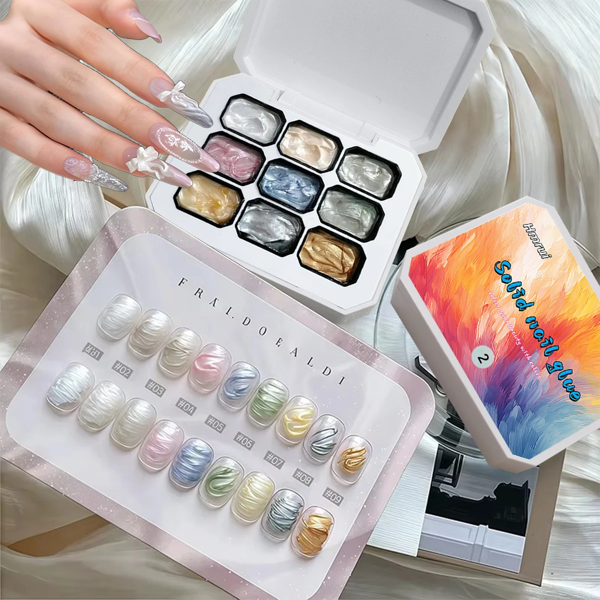 1 unidade de gel de unhas com 9 cores, efeito perolado, sólido, popular, semipermanente, de longa duração, estilo sereia, removível com imersão, UV&LE