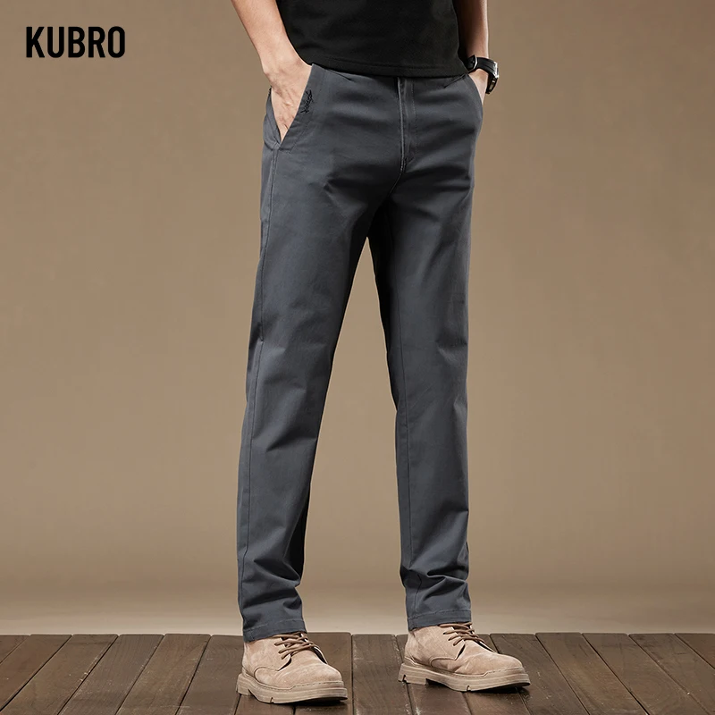 KUBRO Business Casual Trousers Men\'s 2024 Autumn New Men\'s Clothes Work Pants Male Formal Dress Straight Pants Black Gray Khaki